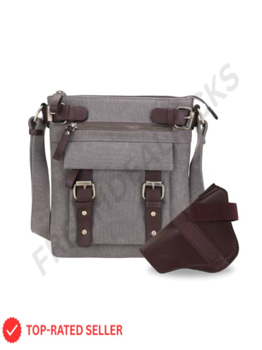 Canvas Concealed Carry Crossbody Bag with Lockable Pockets